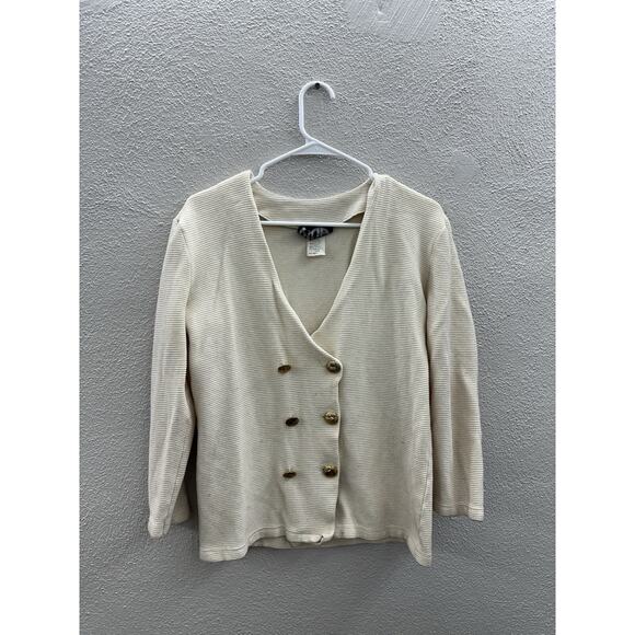MA Studio Womens Cardigan Size Small Tan Double Breasted Ribbed - Picture 1 of 10